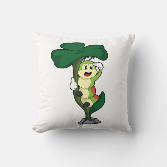 Coussin Caterpillar avec feuille (Recto)