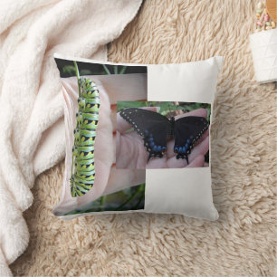 Coussin Caterpillar Noir/Papillon