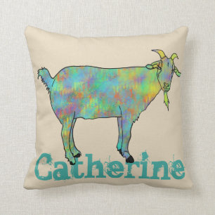 Coussin Catherine Chèvre Drôle Colorée Animale Art Funky