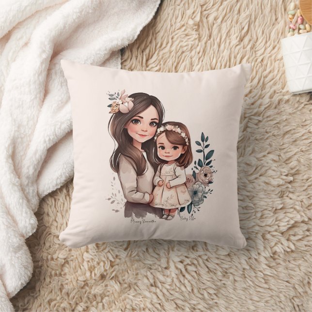 Coussin Caution adorable mère et fille (3) (Couverture)