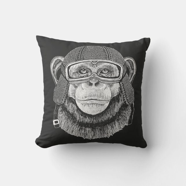 Coussin Cavalier de moto de chimpanzé (Recto)