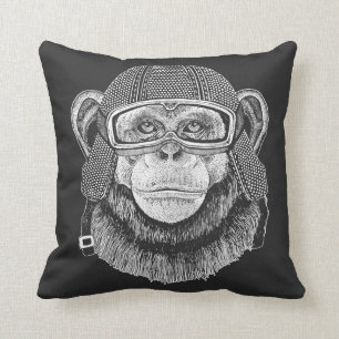 Coussin Cavalier de moto de chimpanzé