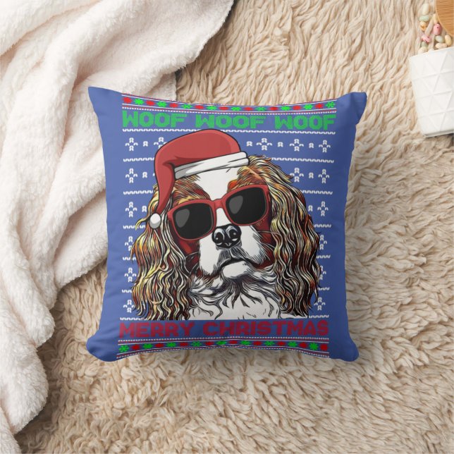 Coussin Cavalier King Charles Spaniel Chien Woof Merry Chr (Couverture)