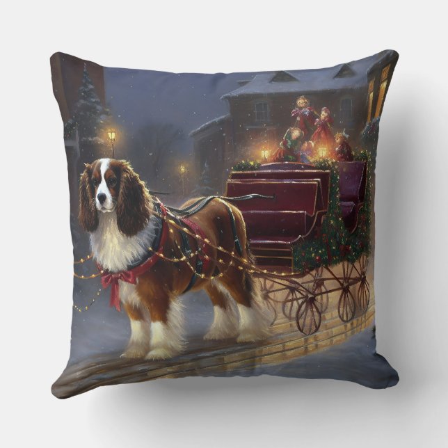 Coussin Cavalier King Charles Spaniel Noël Fête (Verso)