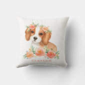 Coussin Cavalier King Charles Spaniel Peach Floral Nursery (Verso)
