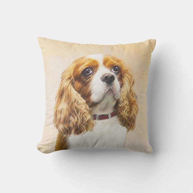 Coussin Cavalier Le Roi Charles Spaniel Peinture originale (Recto)