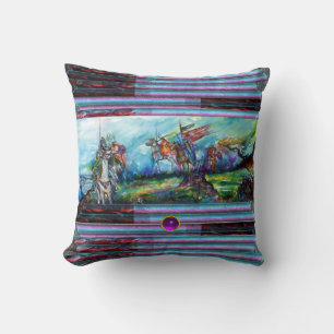 Coussin CAVALIERS DANS LA TEMPÊTE Chevaliers médiévaux à c