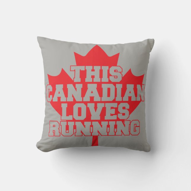 Coussin Ce Canadien aime courir (Recto)