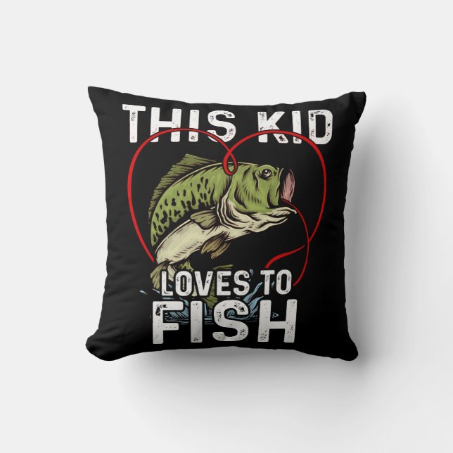 Coussin Ce gosse aime pêcher les enfants Pêcheurs (Recto)