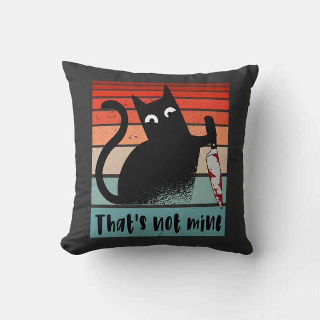Coussin Ce n'est pas le mien, Chat Innocent avec couteau C (Recto)