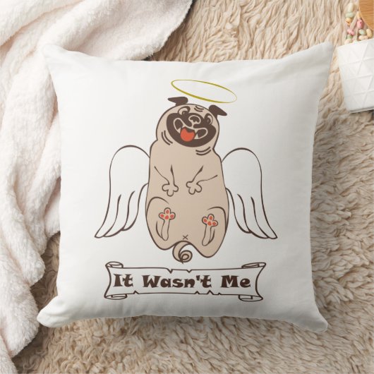 Coussin Ce n'était pas moi ange carlin drôle de citation (Couverture)