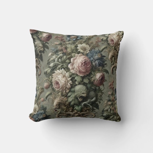 Coussin Ce qui se cache sous la fleur - gothique victorien (Recto)