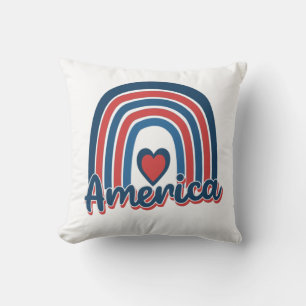 Coussin Célébration Américaine du 4 juillet Arc-en-ciel US
