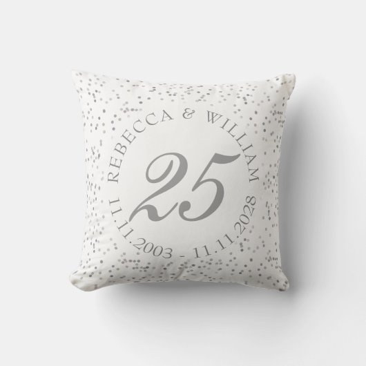 Coussin Célébration de 25 ans de mariage Confetti Star Dus (Recto)