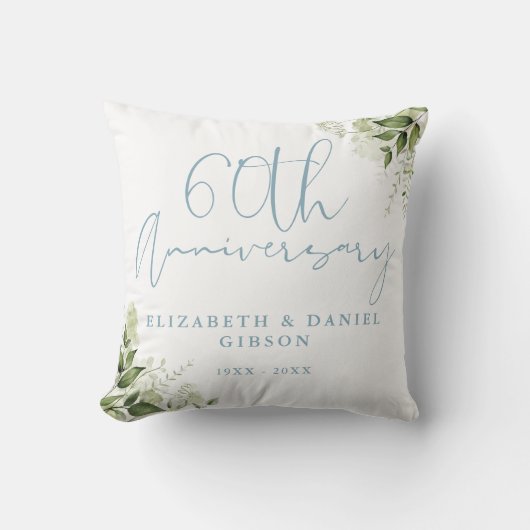 Coussin Célébration de 60 ans de mariage avec verdure flor (Recto)