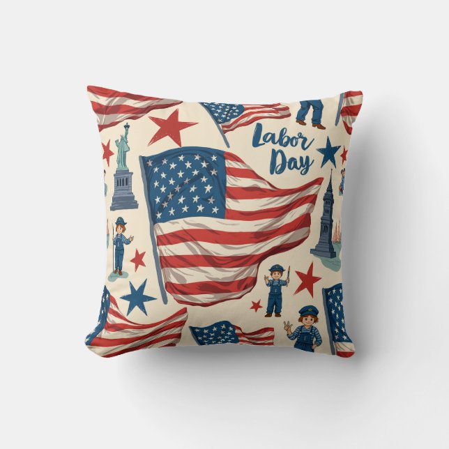 Coussin Célébration de la Fête du Travail des États-Unis 2 (Recto)