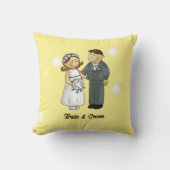 Coussin Célébration de mariage de mariée et marié mignons (Recto)