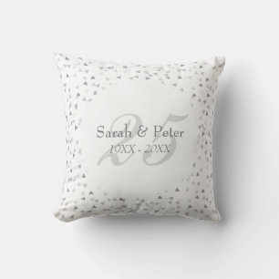 Coussin Célébration des 25 ans de mariage Confetti coeurs