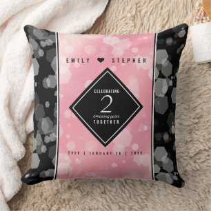 Coussin Célébration du 2e anniversaire de mariage Rose Qua