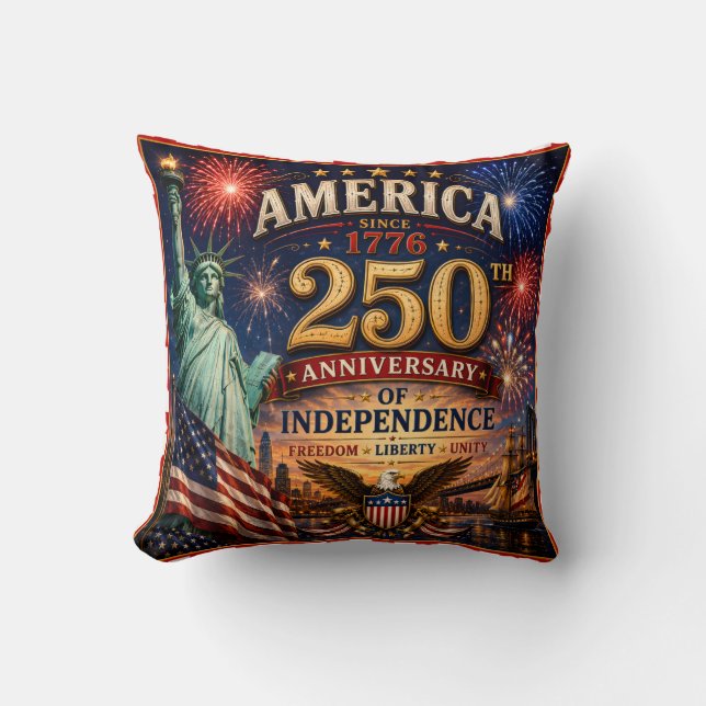 Coussin Célébration du 4 juillet pour 250 ans d'indépendan (Recto)