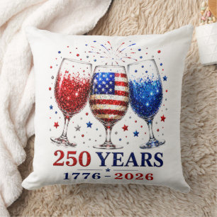 Coussin Célébration du verre à vin patriotique 250 ans