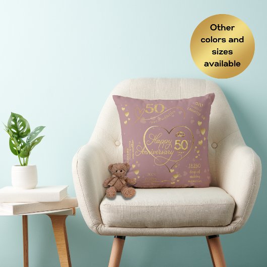 Coussin Célébration personnalisée du 50e anniversaire de m