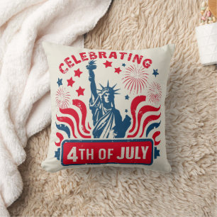 Coussin Célébrez 4 juillet avec Statue de la Liberté Art