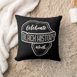 Coussin Célébrez le mois de l'histoire NOIRE en noir