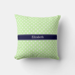 Coussin Céleri et pois blancs Marine Monogramme personnali