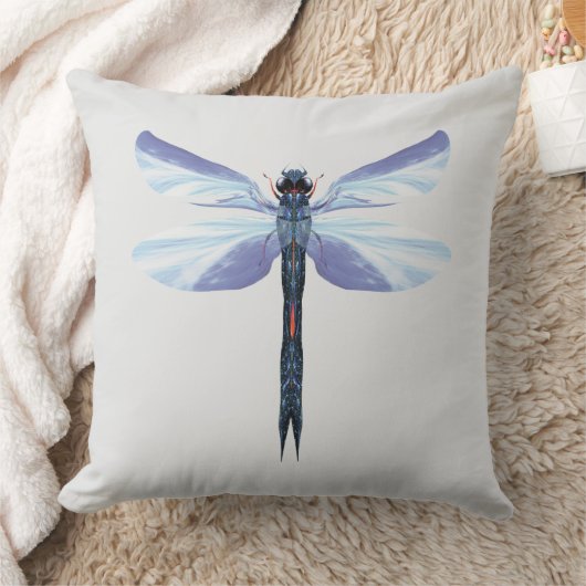 Coussin Celestial Dragonfly – Surreal Blue Insect Art Pill (Couverture)