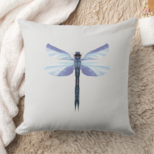 Coussin Celestial Dragonfly – Surreal Blue Insect Art Pill (Couverture)