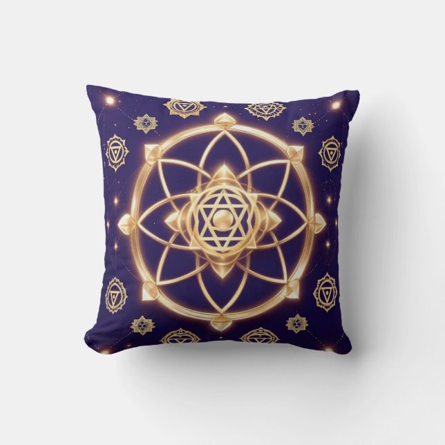 Coussin Celestial Geometry of Light — Sacred Pattern (Recto)