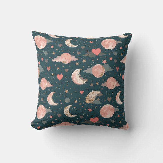 Coussin Celestial Romance Dreamy Moon & Stars Valentine Se (Recto)