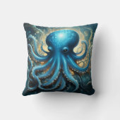 Coussin Celestial Waves: The Blue Octopus Fractal Art (Verso)