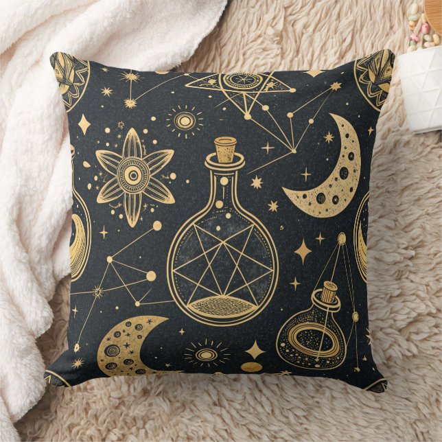 Coussin Celestial Witchcraft - Gold Moon, Potion Bottles 2 (Couverture)