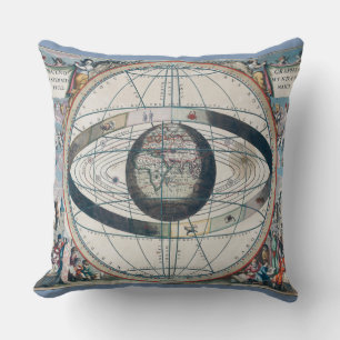 Coussin Cellarius Ptolemaic System Carte Vintage