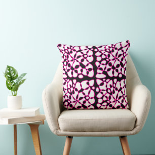 Coussin Cells Abstraction Black White Hot Pink
