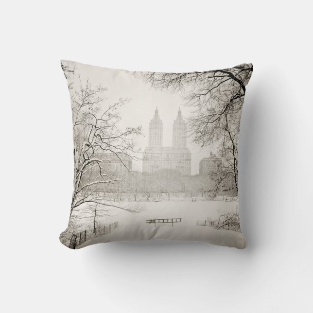 Coussin Central Park - belle neige d'hiver (Recto)