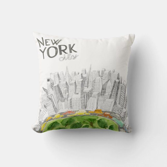 Coussin Central Park et collage de New York City (Recto)