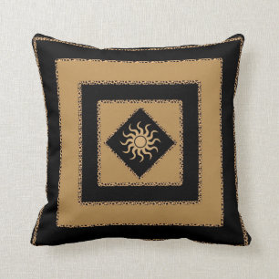 Coussin - centre noir Brown d'or de la rayure