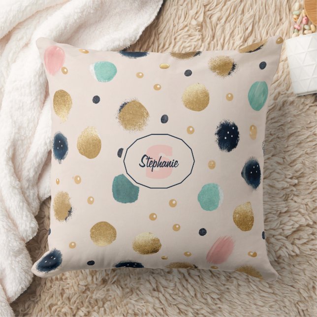 Coussin Cercle Abstrait Gold & Colorful Brushstroke (Couverture)