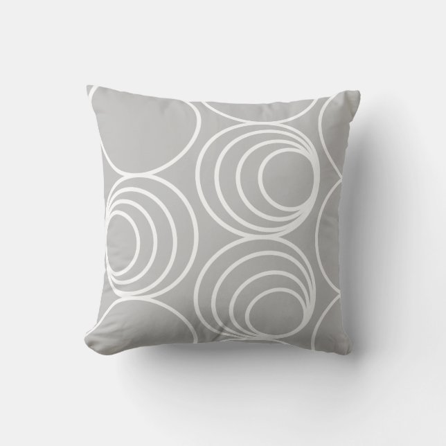 Coussin Cercle blanc géométrique gris argent moderne Abstr (Recto)