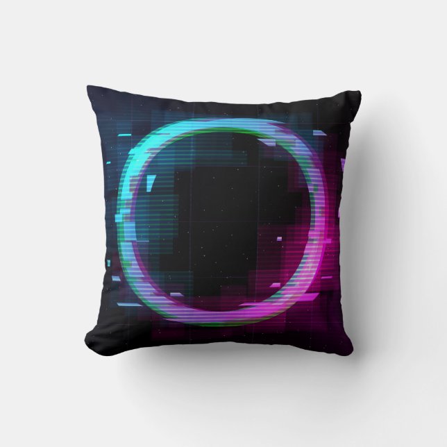 Coussin Cercle de jachère à ondes vapeur Synthwave avec b (Recto)