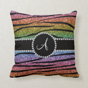 Coussin Cercle de zèbres de parties scintillant arc-en-ci