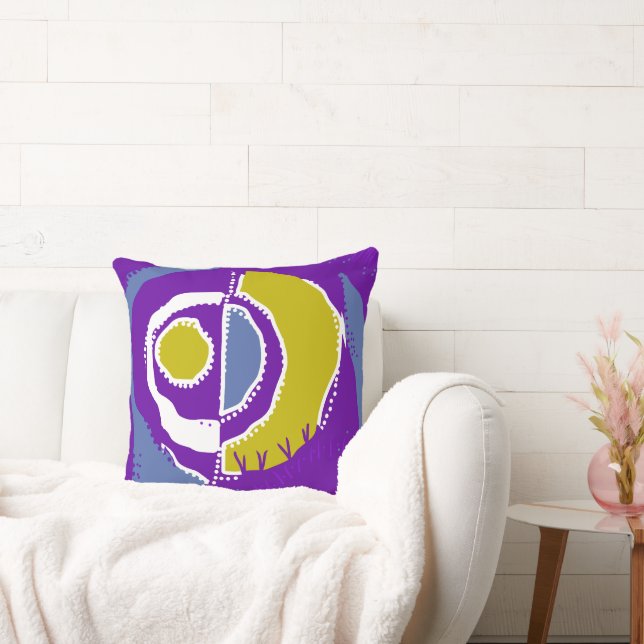 Coussin Cercle ethnique du lever du soleil - Olive pourpre (Canapé)