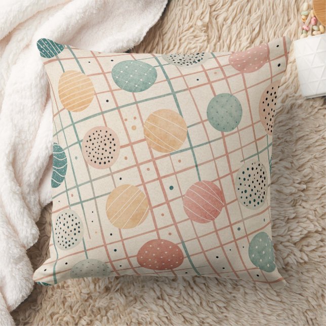 Coussin Cercle géométrique rétro | Abstrait de milieu de s (Couverture)