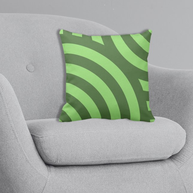 Coussin Cercle imbriqué vert d'été géométrique (Geometric Summer Green Nested Quarter Circle Throw Pillow)