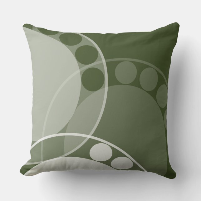 Coussin Cercle Motif - Abstrait Fern Frond - Vert (Recto)