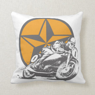 Coussin Cercle Star vintage de course de moto