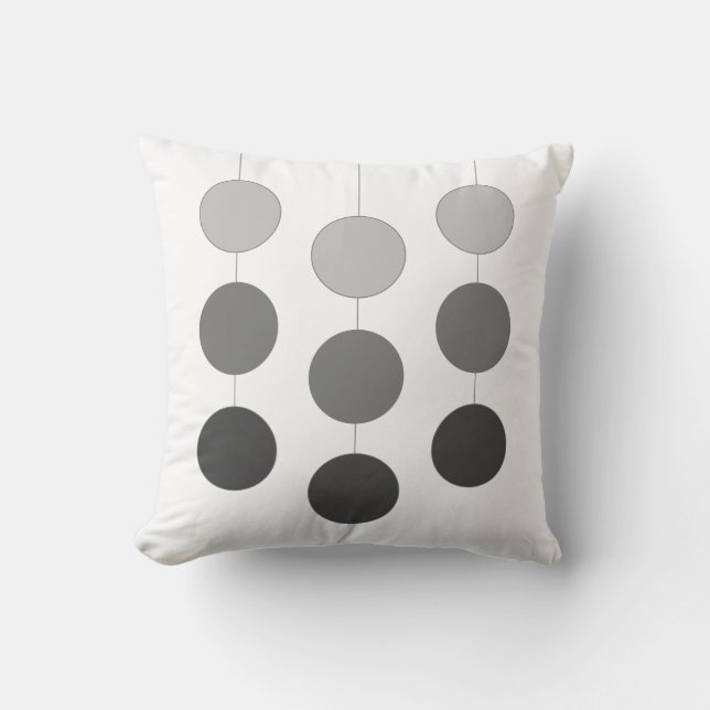 Coussin Cercle suspendu gris argent élégant sur fond blanc (Recto)